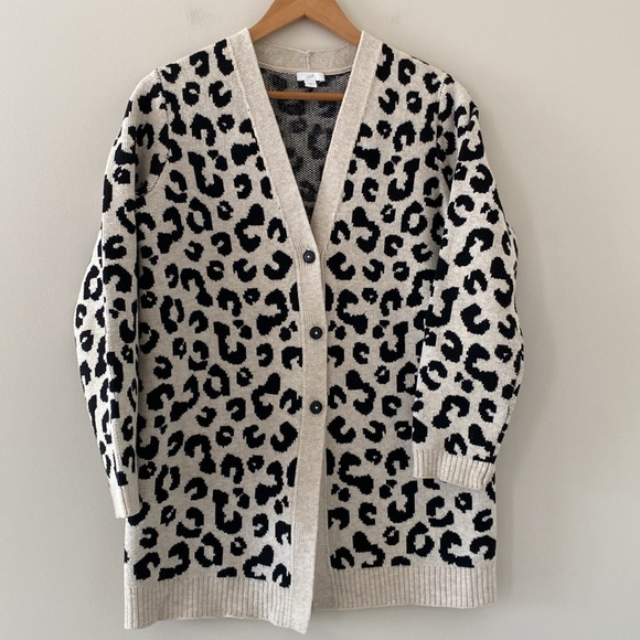 J. Jill Leopard Print Button Up Relaxed Fit Soft Cardigan Sweater Size S - Picture 2 of 14